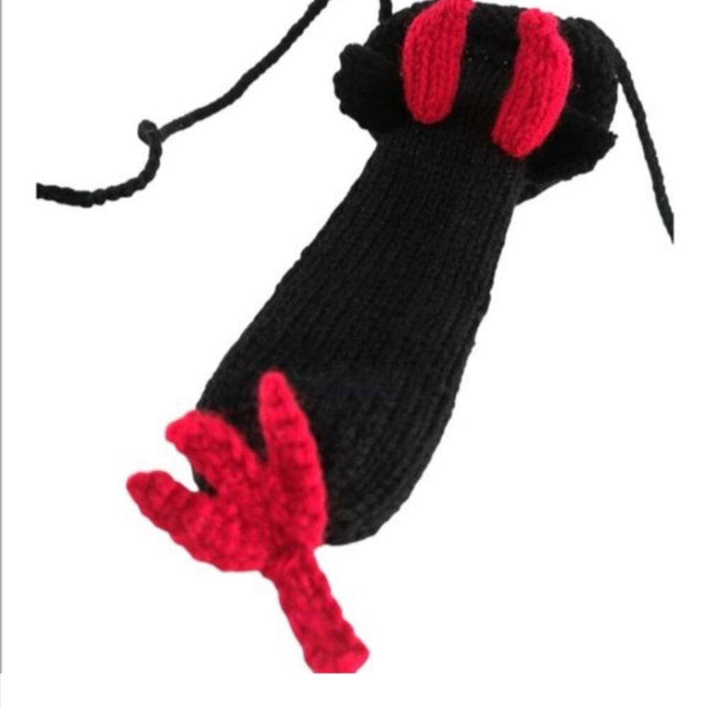 Men Handknit Black Red Devil Knit WillyWarmer Novelty Fun Gift Halloween